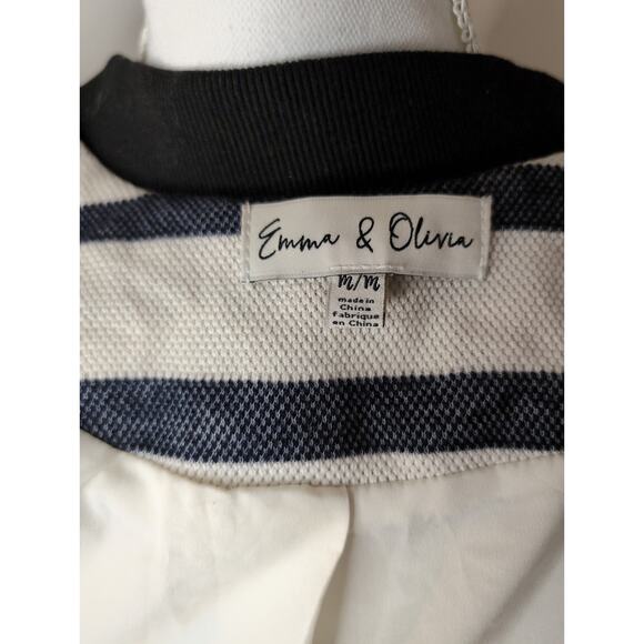 Emma & Olivia navy and ivory striped zip-up blazer - Picture 7 of 8